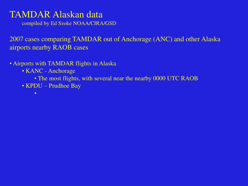 tamdar alaskan data compiled by ed szoke noaa