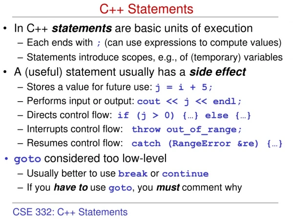 C++ Statements
