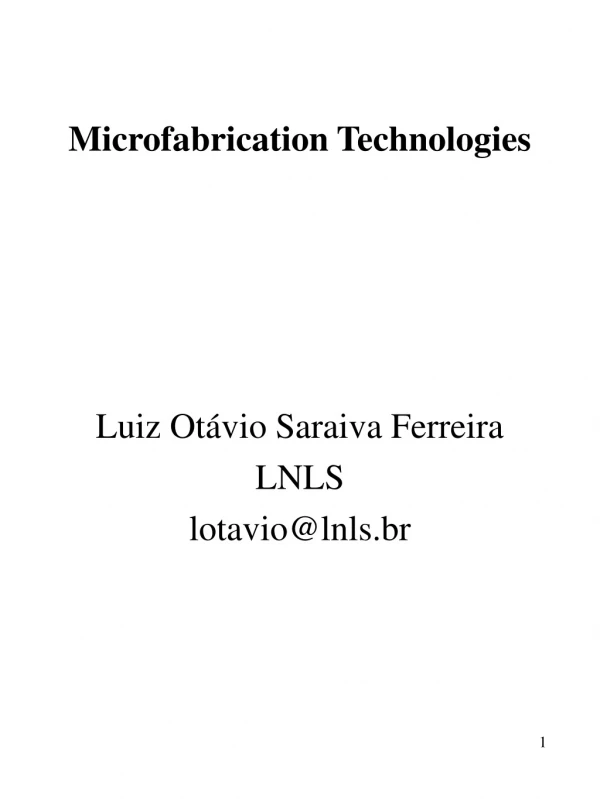 Microfabrication Technologies