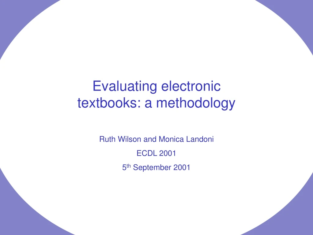 evaluating electronic textbooks a methodology