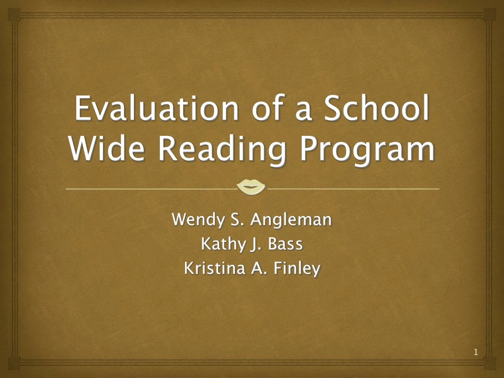 evaluation of a school wide reading program