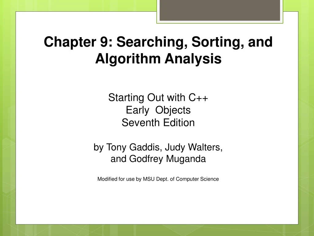 chapter 9 searching sorting and algorithm analysis