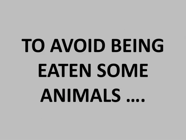 TO AVOID BEING EATEN SOME ANIMALS ….