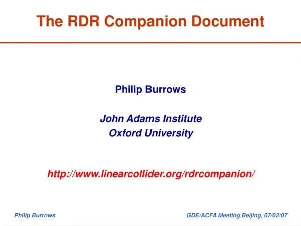 The RDR Companion Document