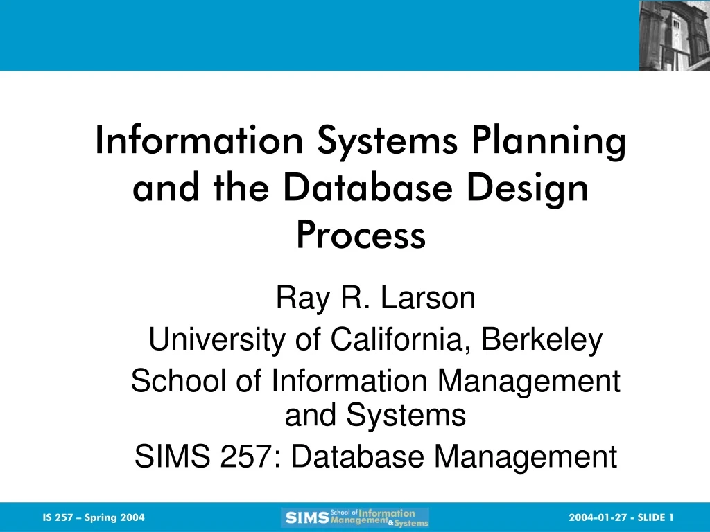 information systems planning and the database design process