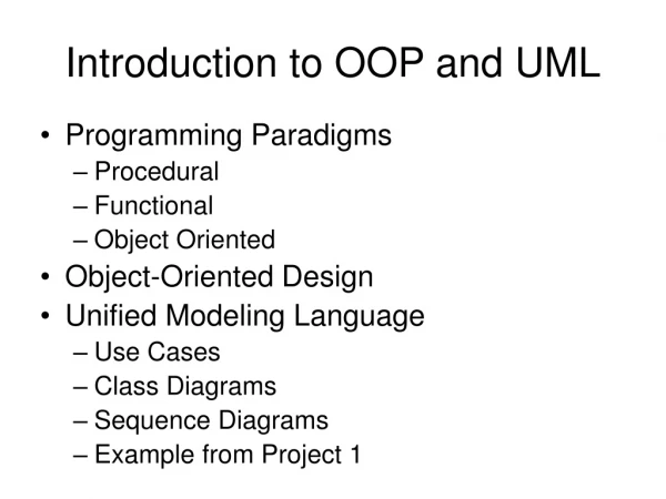 Introduction to OOP and UML