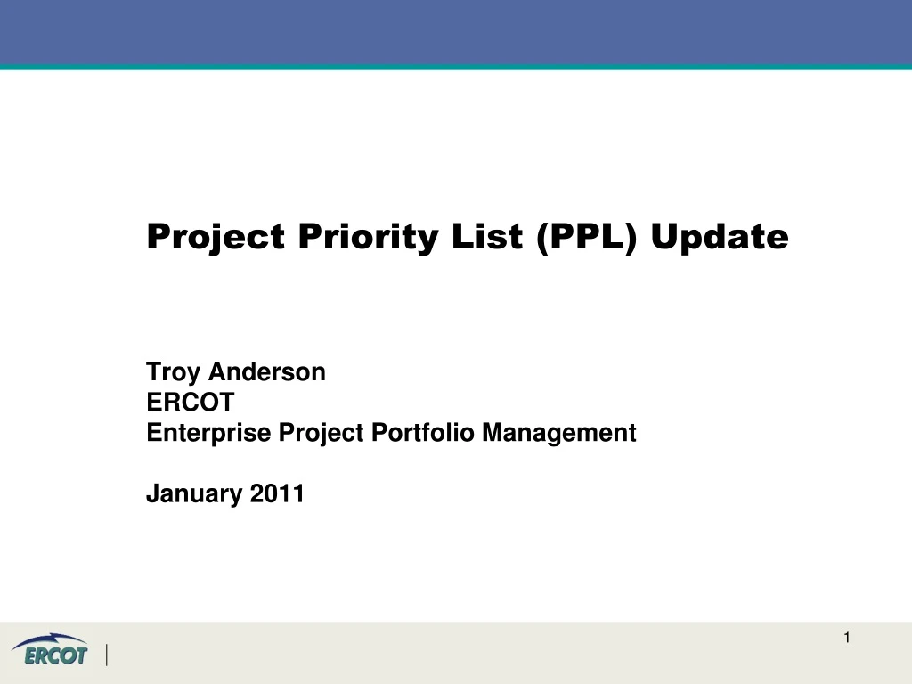 project priority list ppl update
