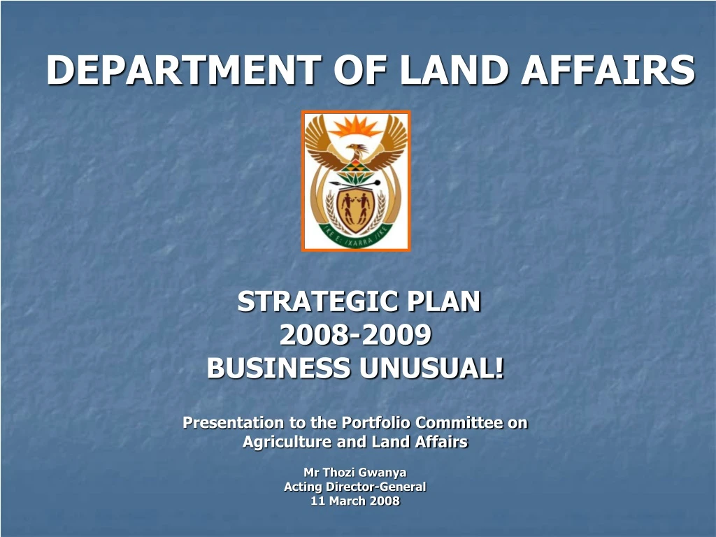 department of land affairs