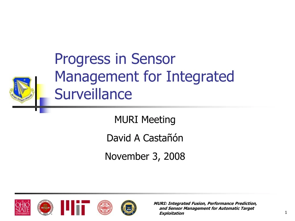 progress in sensor management for integrated surveillance