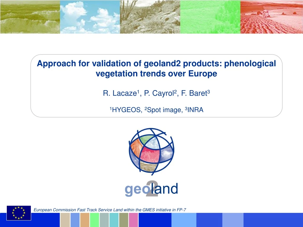 approach for validation of geoland2 products