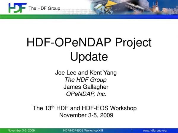 HDF-OPeNDAP Project Update