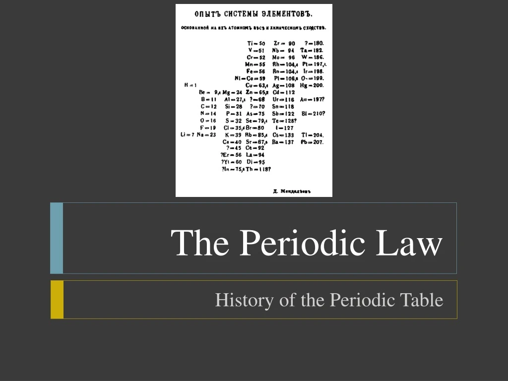 the periodic law