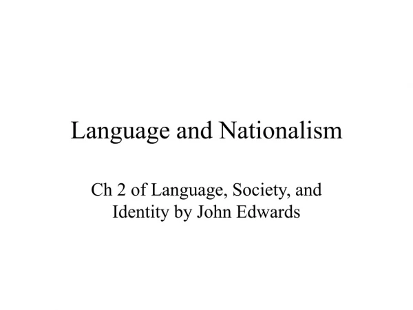 Language and Nationalism