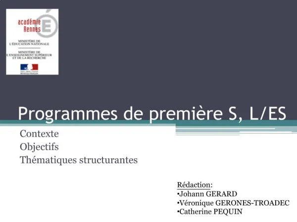 Programmes de premi re S, L