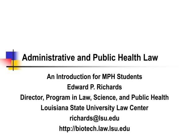 Administrative and Public Health Law