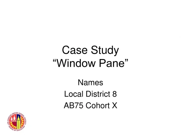 Case Study  “Window Pane”
