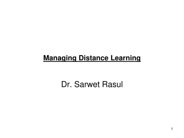 Managing Distance Learning