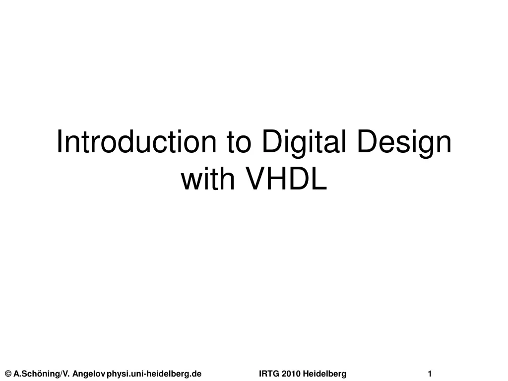 introduction to digital design with vhdl