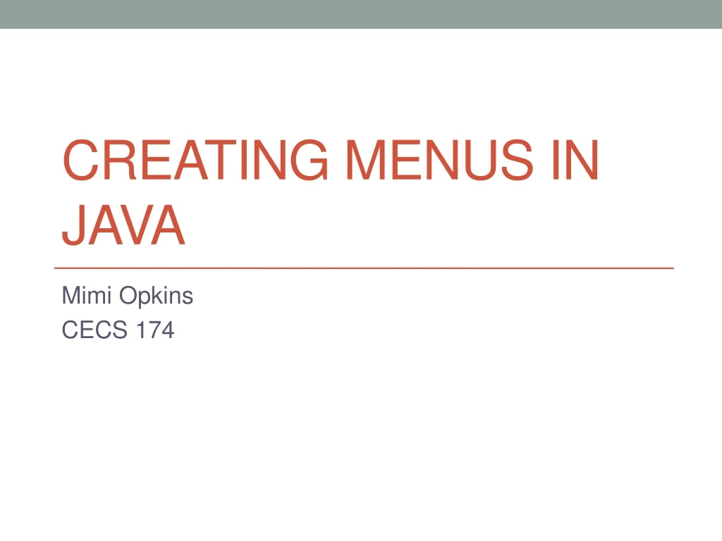 creating menus in java