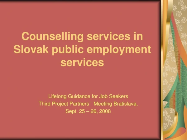 Counselling services in Slovak public employment services