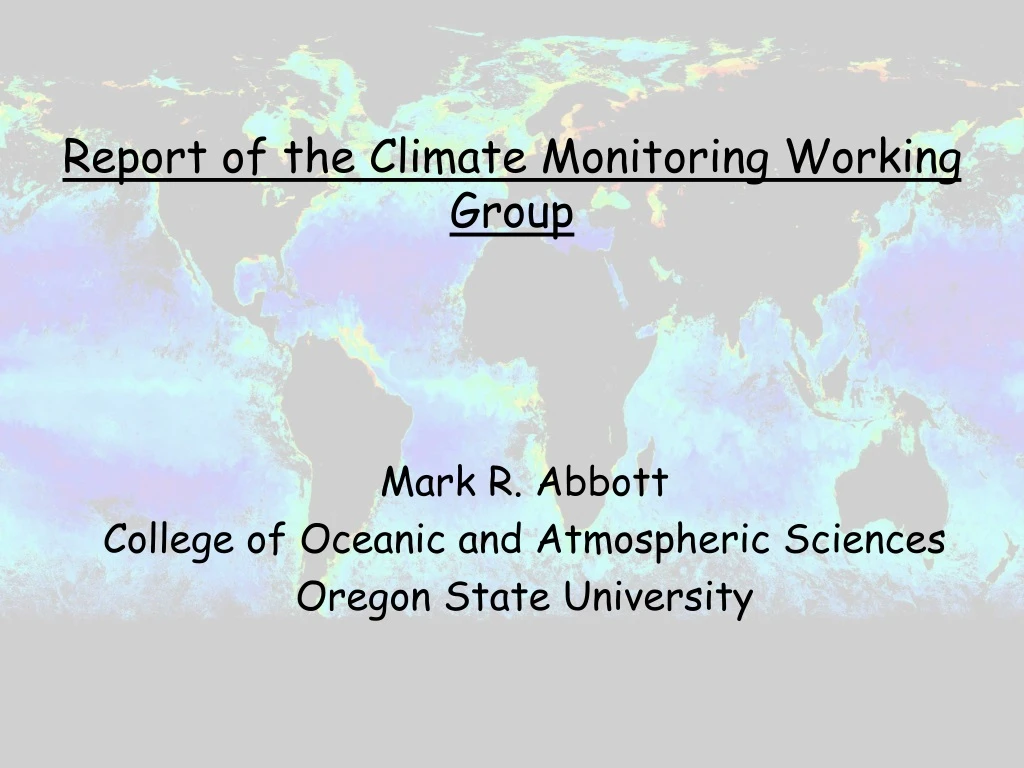 report of the climate monitoring working group