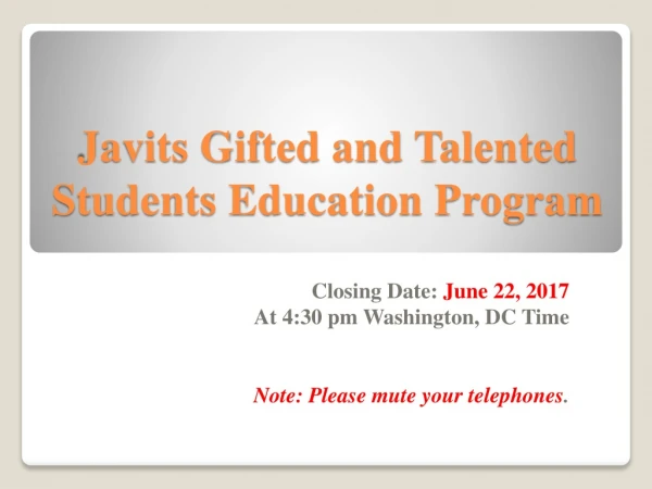 Javits Gifted and Talented Students Education Program
