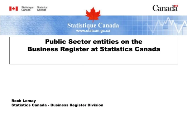 Public Sector entities on the  Business Register at Statistics Canada