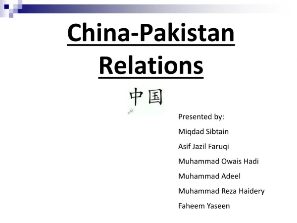 China-Pakistan Relations