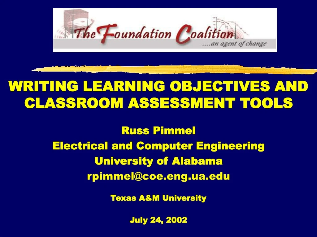writing learning objectives and classroom