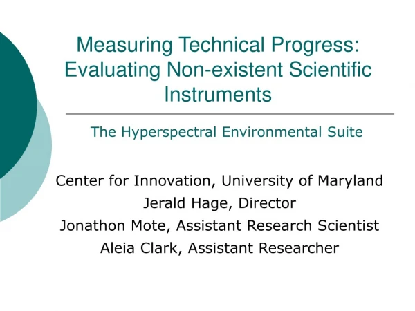 Measuring Technical Progress: Evaluating Non-existent Scientific Instruments