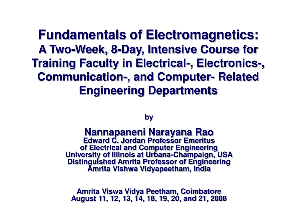 fundamentals of electromagnetics a two week