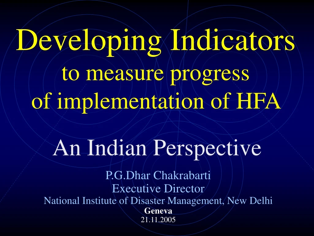 developing indicators to measure progress of implementation of hfa