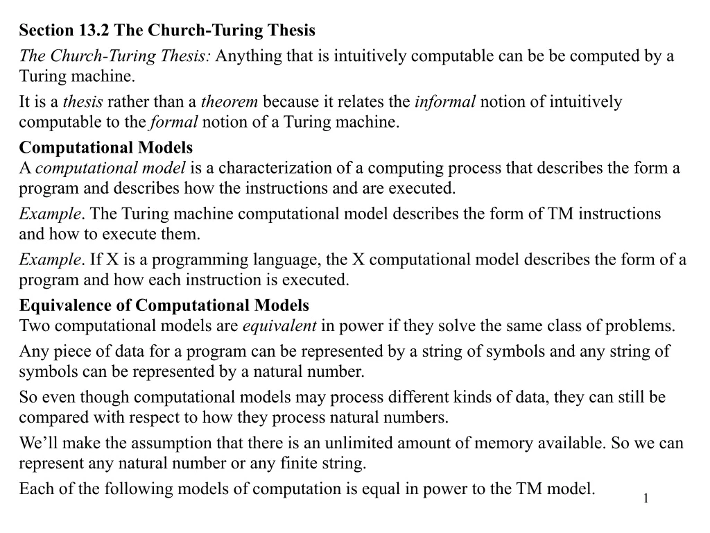 section 13 2 the church turing thesis the church