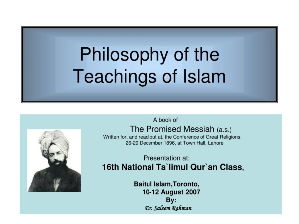 Philosophy of the  Teachings of Islam