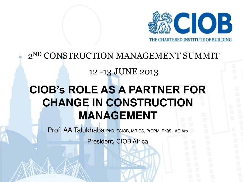 2 nd construction management summit 12 13 june