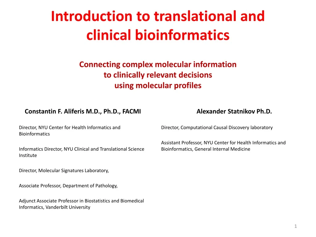 introduction to translational and clinical