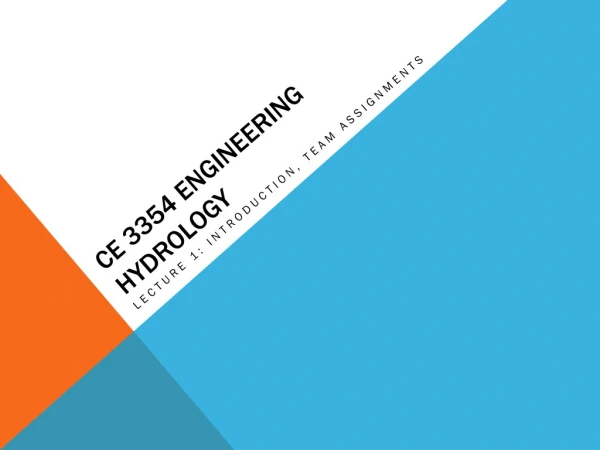CE 3354 Engineering Hydrology
