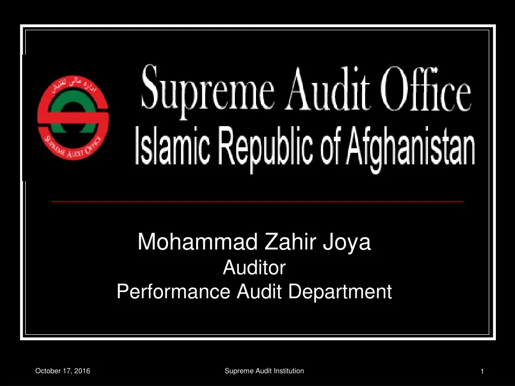 mohammad zahir joya auditor performance audit department