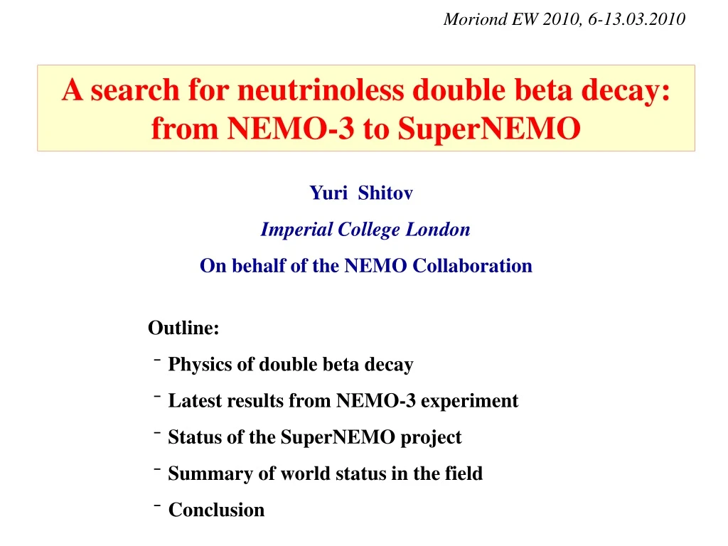 a search for neutrinoless double beta decay from