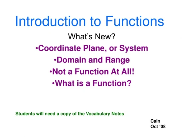 Introduction to Functions