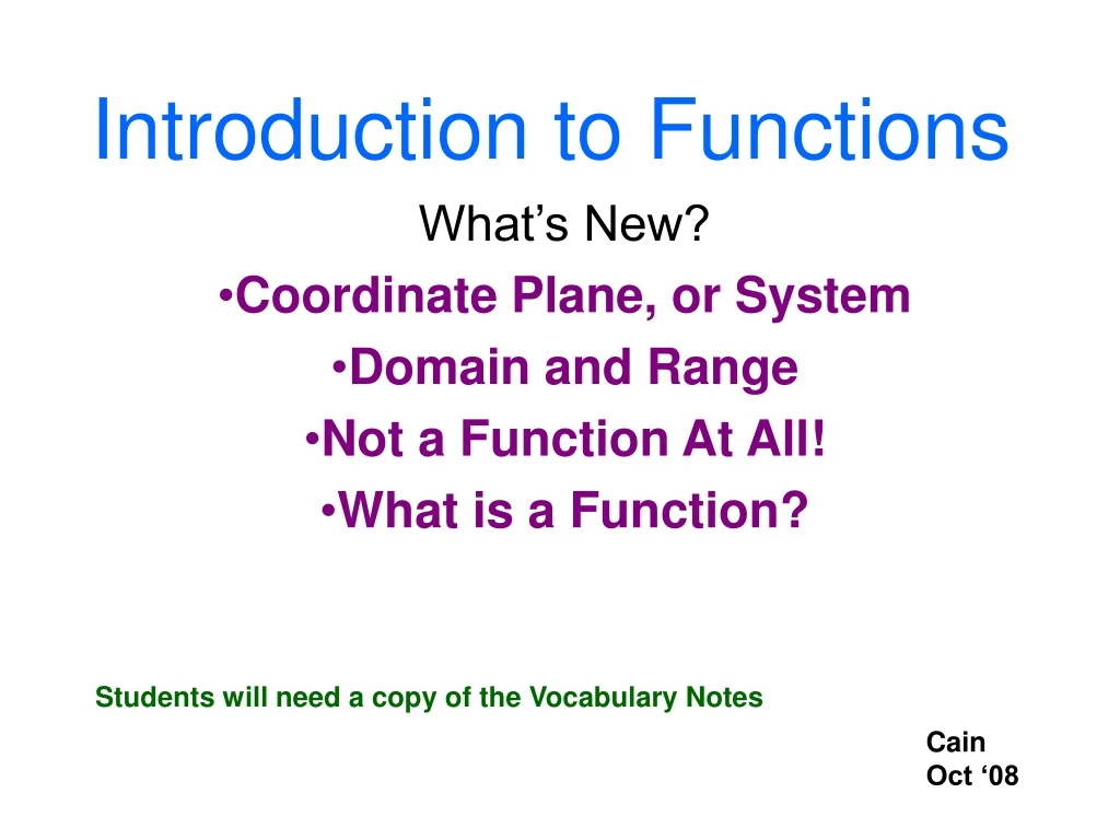 introduction to functions