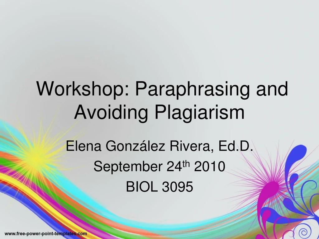 workshop paraphrasing and avoiding plagiarism