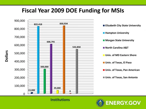 Fiscal Year 2009 DOE Funding for MSIs