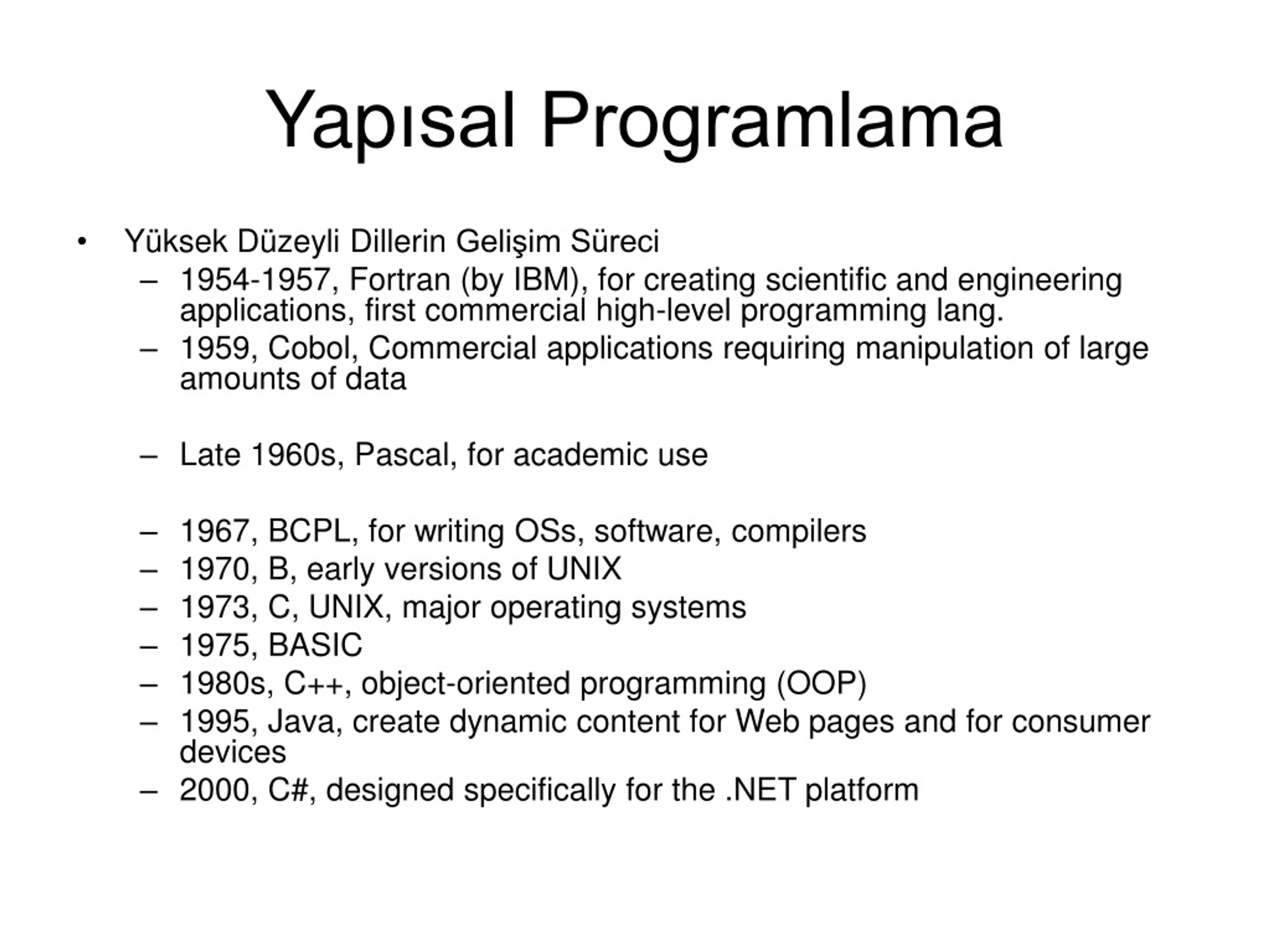 Yap ısal Programlama - slide 1