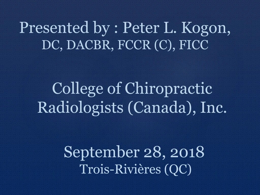 presented by peter l kogon dc dacbr fccr c ficc