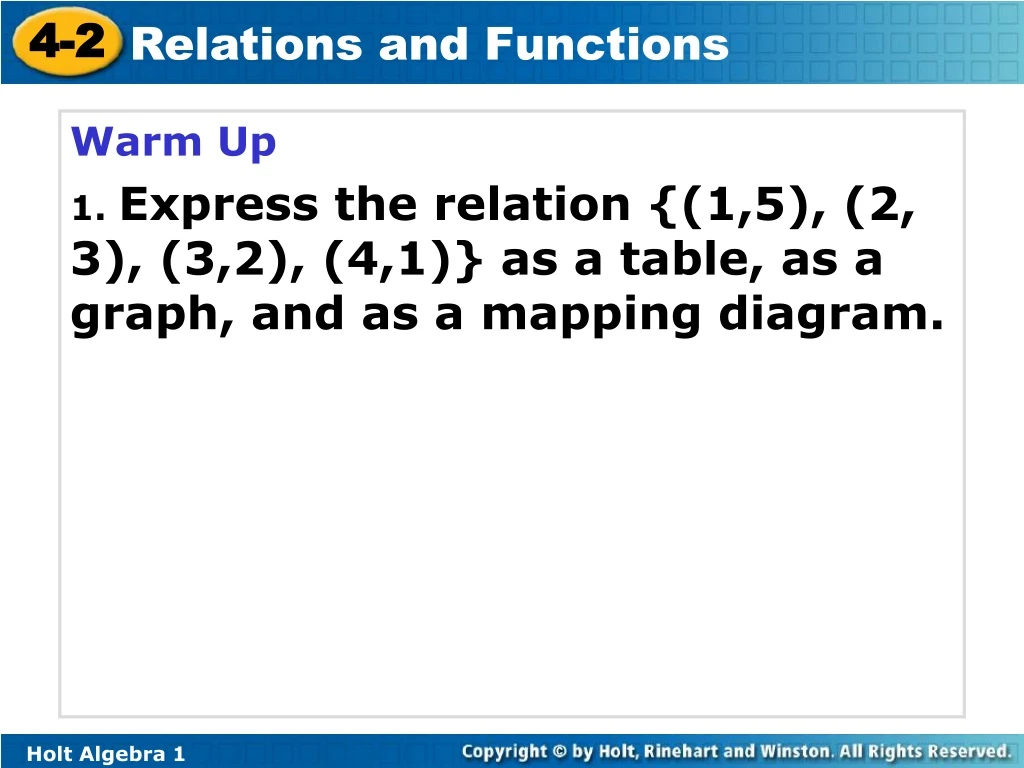 warm up 1 express the relation