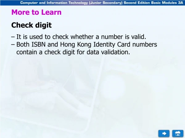 More to Learn Check digit