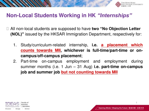 Non-Local Students Working in HK  “Internships”