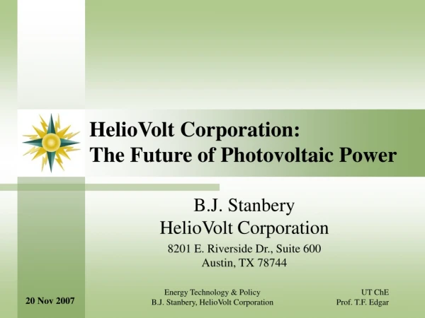 HelioVolt Corporation: The Future of Photovoltaic Power
