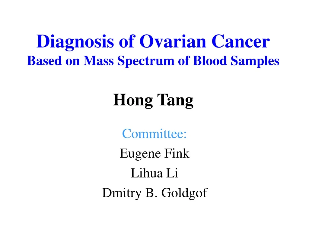 diagnosis of ovarian cancer based on mass spectrum of blood samples